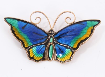 Lot 568 - David Andersen enamelled silver butterfly brooch