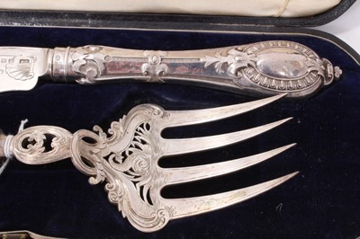 Lot 223 - Pair Victorian silver fish servers in case