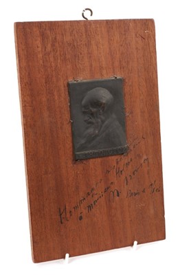 Lot 712 - Naum Lvovic Aronson (1872-1943) relief bronze plaque of Tolstoy, signed by the 
artist.