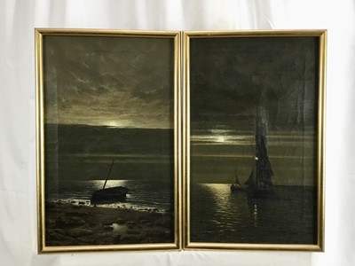 Lot 84 - Early 20th century pair of oils on canvas Boat on the shore, 
indistinctly signed.