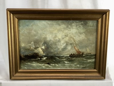 Lot 210 - W H Williamson oil on canvas - Marine scene, 34cm x 22cm, framed