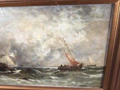 Lot 85 - W H Williamson oil on canvas - Marine scene, 34cm x 22cm, framed