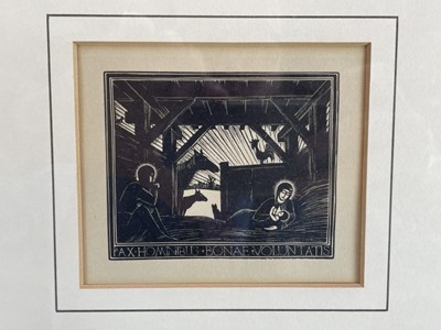 Lot 1161 - Eric Gill (1882-1940) woodcut - Christmas Gifts, 1916, 10cm x 11.5cm, in glazed gilt frame