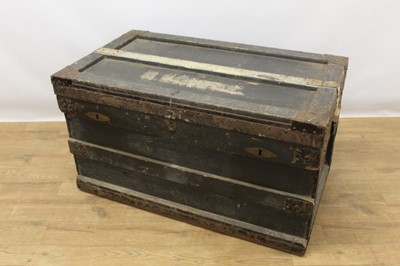 Lot 1310 - Victorian stained pine and metal bound trunk