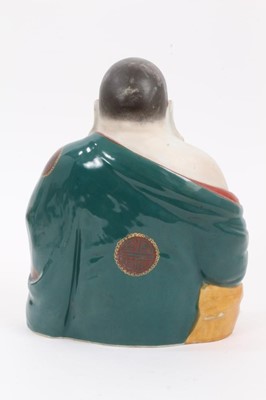 Lot 168 - 20th century Chinese porcelain figure of Buddha seated with polychrome decoration, impressed seal marks to base