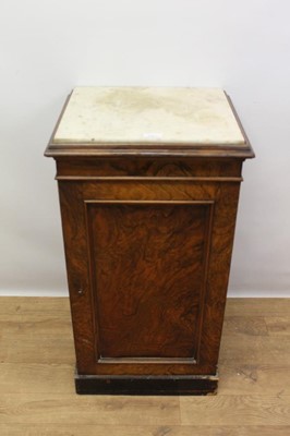 Lot 1311 - Victorian burr walnut pot cupboard with marble top