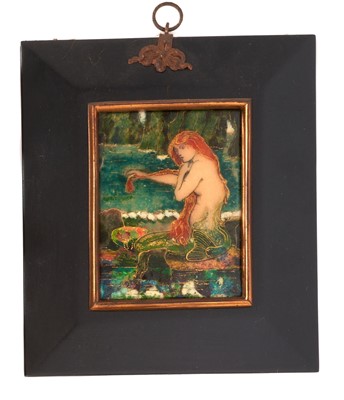 Lot 739 - Circle of Pheobe Anna Traquair (1852-1936), enamelled plaque, mermaid