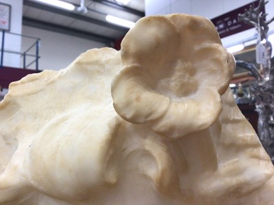 Lot 722 - Art Nouveau carved marble head of a girl with a flower in her hair