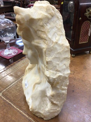 Lot 722 - Art Nouveau carved marble head of a girl with a flower in her hair