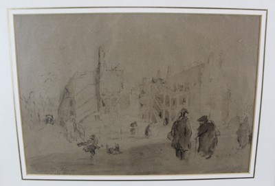 Lot 1151 - *Feliks Topolski (1907- 1989) pen and ink street scene, signed and dated 1941, in glazed frame