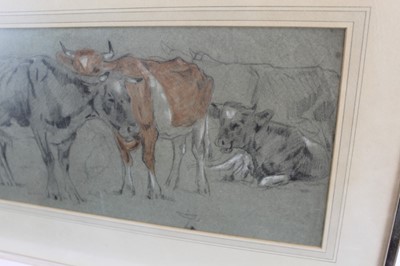 Lot 1146 - Attributed to Anton Mauve, pencil and pastel sketch of cows