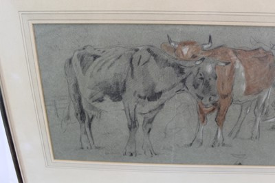 Lot 1146 - Attributed to Anton Mauve, pencil and pastel sketch of cows