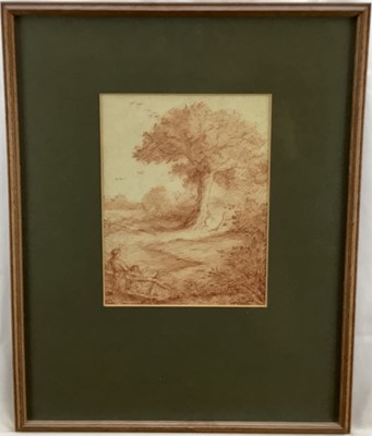 Lot 60 - Selwyn Image Red chalk study of figures and landscape, signed SI, image 20cm x 25cm