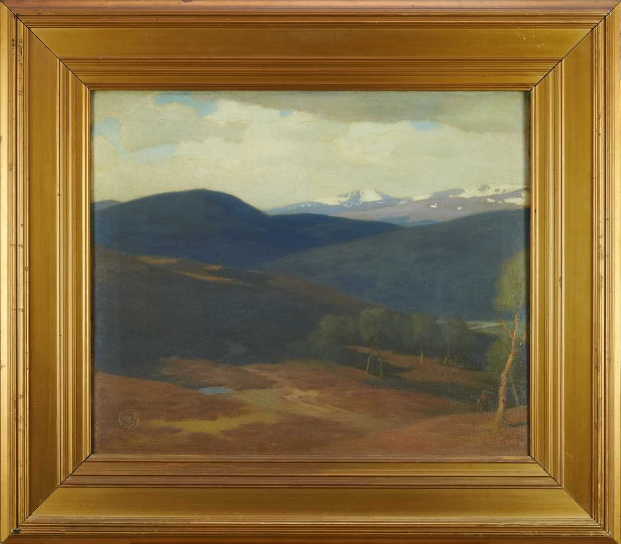 Lot 1132 - James Cadenhead (1858-1927) oil on canvas - mountainous landscape, signed with 
monogram