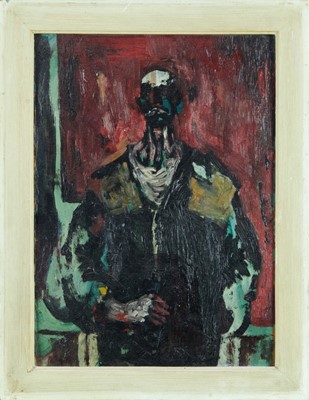 Lot 1189 - Herbert Seaborn (mid 20th century) oil on board - figure study entitled Workman, label verso, framed