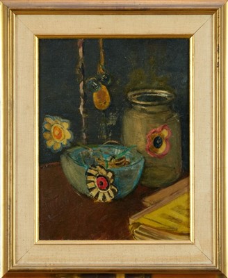 Lot 1143 - Dugald Sutherland McColl (1859-1949) oil on board - The Blue Bowl, 30.5cm x 23cm, unsigned, bearing label verso for the New English Art Club, framed