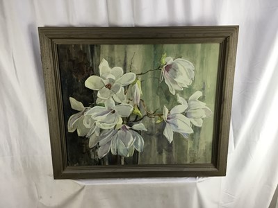 Lot 81 - Honor Sterndale-Bennett watercolour - Magnolias, signed, 65cm x 53cm in glazed frame