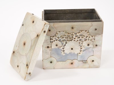 Lot 799 - 19th century Chinese mother of pearl tea caddy