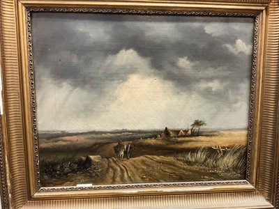 Lot 288 - English School, 19th century, oil on canvas - Travellers.