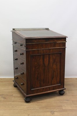 Lot 1331 - George IV rosewood Davenport desk with side drawers.