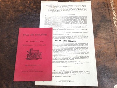 Lot 887 - Woodbridge Interest: Rules and Regulations - Woodbridge Volunteer Fire Brigade, established 1873