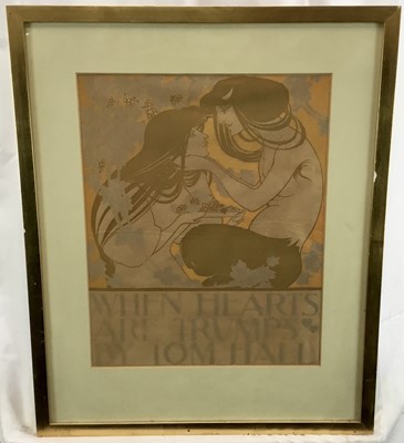 Lot 229 - After William H. Bradley Art Nouveau lithograph - ‘When Hearts are Trumps by Tom Hall’ 33cm x 41cm in glazed frame