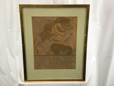 Lot 66 - After William H. Bradley Art Nouveau lithograph - ‘When Hearts are Trumps by Tom Hall’ 33cm x 41cm in glazed frame