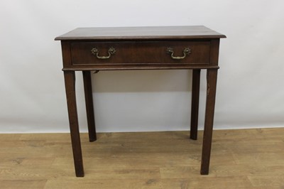 Lot 1404 - George III walnut single drawer side table