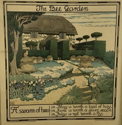Lot 74 - NS lithograph - The Bee Garden, 62cm x 70cm in glazed frame (78cm x 85cm overall)