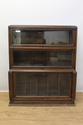 Lot 1323 - Globe Wernicke type beech three tier bookcase