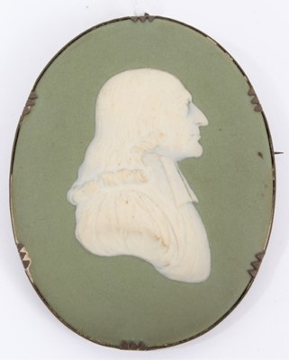 Lot 106 - A Wedgwood green jasperware bust of John Wesley
