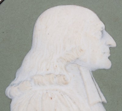 Lot 106 - A Wedgwood green jasperware bust of John Wesley