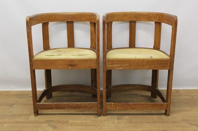 Lot 1325 - Pair 1920s limed oak tub chairs