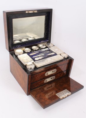 Lot 702 - Victorian burr walnut toiletry box