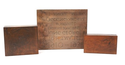 Lot 710 - Three original Eric Gill woodcut printing blocks.