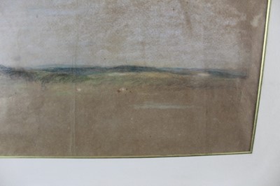 Lot 176 - Edward Stott (1855-1918) pastel - landscape, initialled in pencil and bearing a gallery stamp, in glazed frame