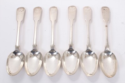 Lot 234 - Set of six George IV Scottish silver table spoons.
