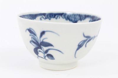 Lot 6 - A Worcester blue and white tea bowl and saucer, circa 1757-80, painted with the Mansfield pattern, crescent marks, the saucer measuring 10.75cm diameter