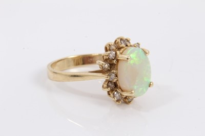 Lot 154 - Opal and diamond cluster ring