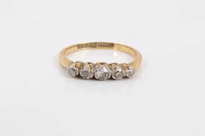 Lot 158 - 18ct gold diamond five stone ring and Georgian 18ct gold mourning ring with missing centre