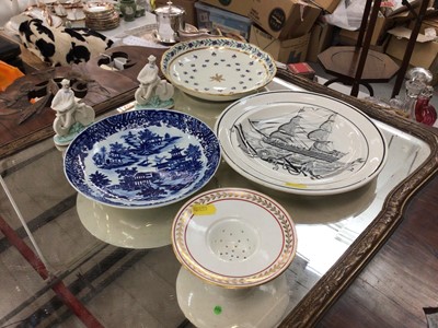 Lot 104 - A group of 18th and 19th century English ceramics, including a Dilwyn plate printed with a ship, Royal Crown Derby, etc