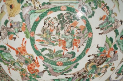 Lot 115 - Large late 19th century Chinese Famille Verte porcelain punch bowl