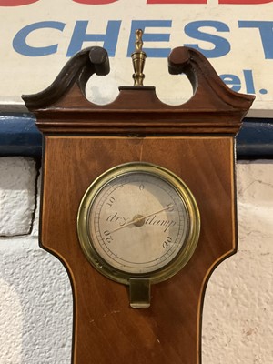 Lot 246 - 19th century barometer and thermometer in mahogany case