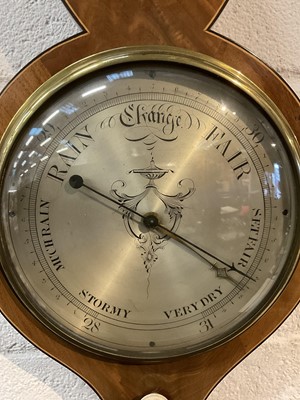 Lot 246 - 19th century barometer and thermometer in mahogany case
