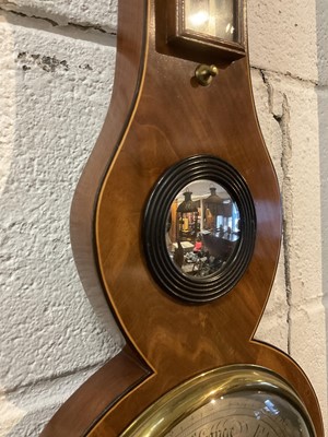 Lot 246 - 19th century barometer and thermometer in mahogany case