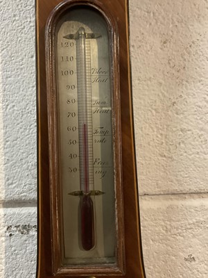 Lot 246 - 19th century barometer and thermometer in mahogany case