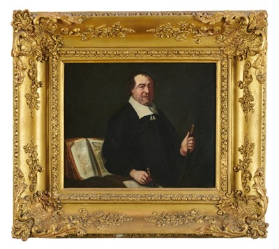 Lot 1200 - Early 19th century oil on panel in the 17th century style - Portrait of an Architect, 26cm x 31cm, in gilt frame