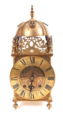 Lot 666 - Victorian brass lantern clock signed Jonathan Barron