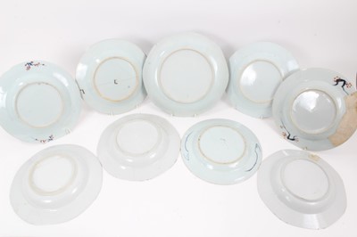 Lot 17 - Nine 18th century Chinese porcelain dishes, including five blue and white, and two Imari style