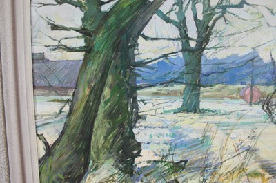 Lot 949 - Anthony Atkinson (1929-2014) oil on canvas - "Winter at Horkesley", signed, 62cm x 51cm, framed
